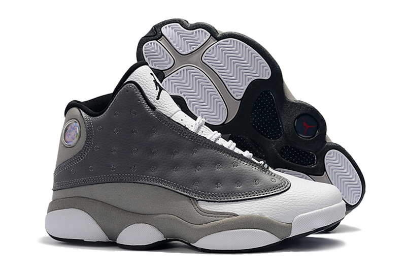 New Air Jordan 13 Retro Light Grey White Shoes - Click Image to Close